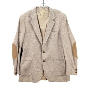 WFF by Farah Men's Pure Wool Sport‎ Coat Jacket Size 44L Elbow Patches Vintage